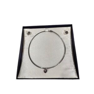 Silver necklace and studded earrings mystic quartz set never worn but tarnished